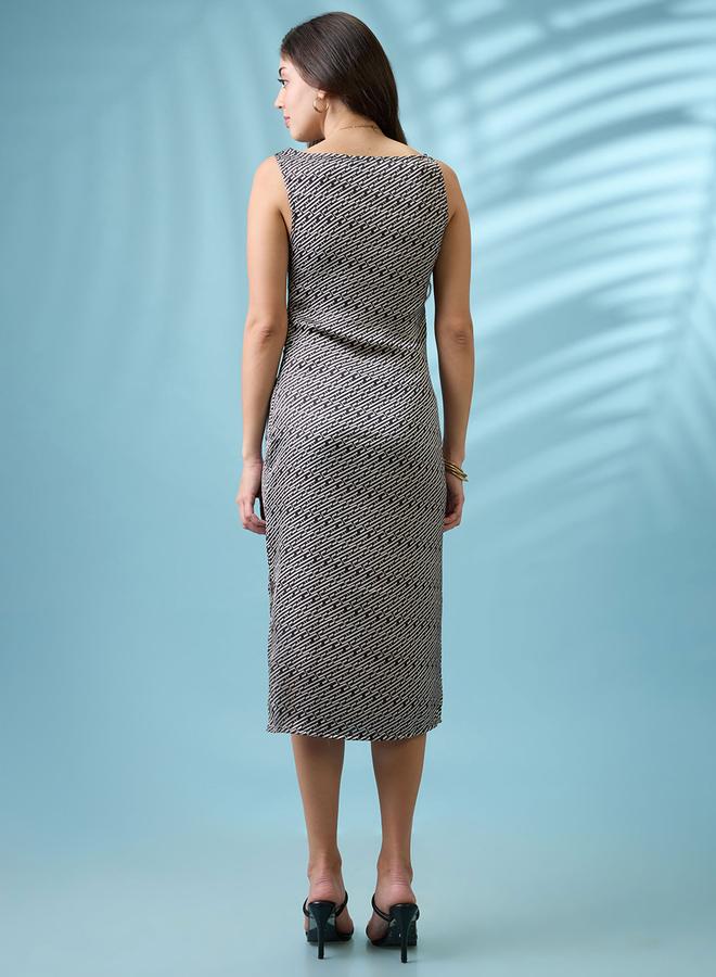 globus Black Cowl Neck Strappy Satin Midi Dress - Image 3