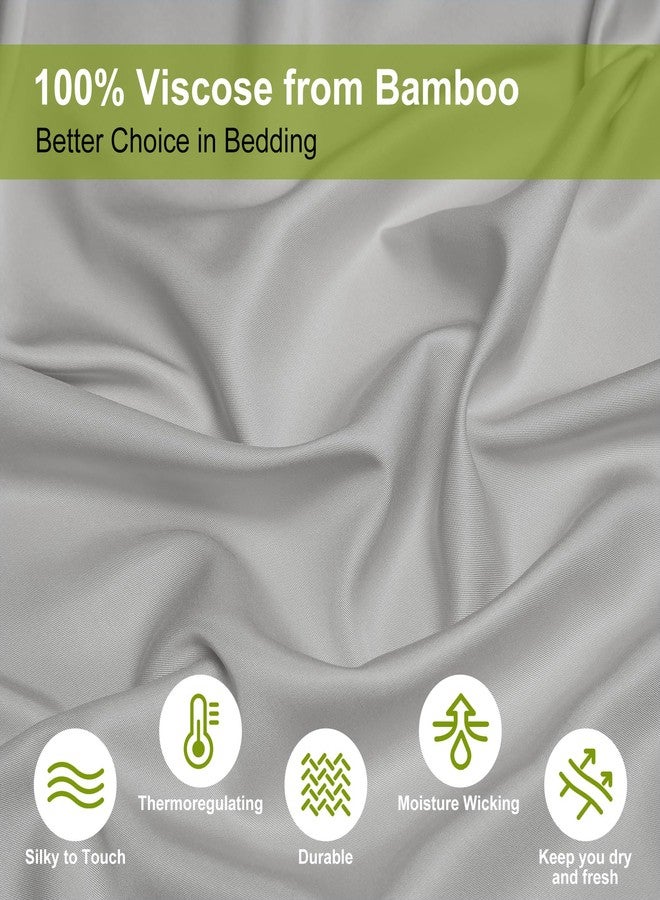 Ivellow 100% Viscose Derived from Bamboo Sheets King Size 18"-24" Extra Deep Pocket King Sheets Set 4Pcs Luxury Soft Breathable Cooling Bed Sheets for Hot Sleepers Hotel Silky Bedding Set Light Grey - Image 2