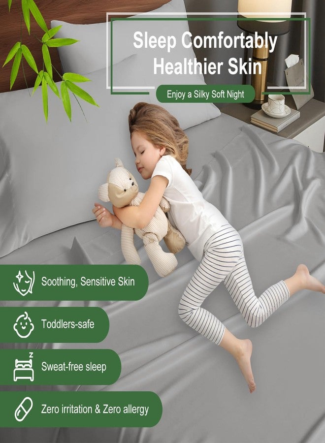 Ivellow 100% Viscose Derived from Bamboo Sheets King Size 18"-24" Extra Deep Pocket King Sheets Set 4Pcs Luxury Soft Breathable Cooling Bed Sheets for Hot Sleepers Hotel Silky Bedding Set Light Grey - Image 4