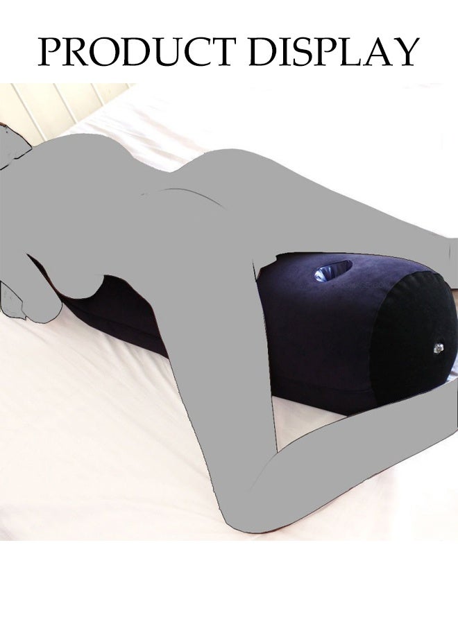 وسادة قابلة للنفخ، وسائد سفر لجانب النائم، وسادة قطنية محمولة، وسادة أسطوانية عنقية دائرية للتعانق أثناء النوم، مزودة بمضخة هواء يدوية، مناسبة للأسرة، الأرائك، السفر، التخييم، 22*86 سم - Image 3