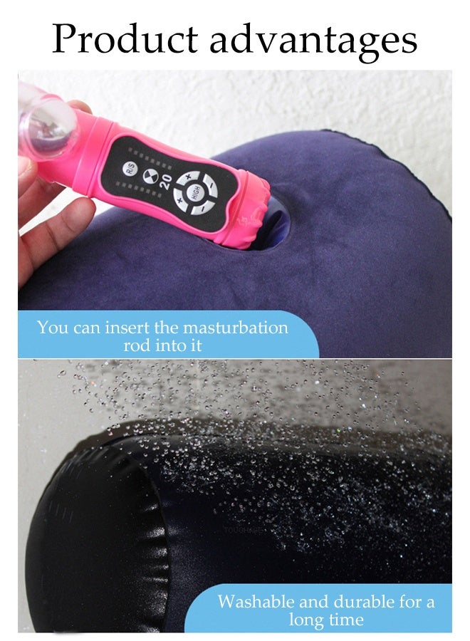 وسادة قابلة للنفخ، وسائد سفر لجانب النائم، وسادة قطنية محمولة، وسادة أسطوانية عنقية دائرية للتعانق أثناء النوم، مزودة بمضخة هواء يدوية، مناسبة للأسرة، الأرائك، السفر، التخييم، 22*86 سم - Image 5