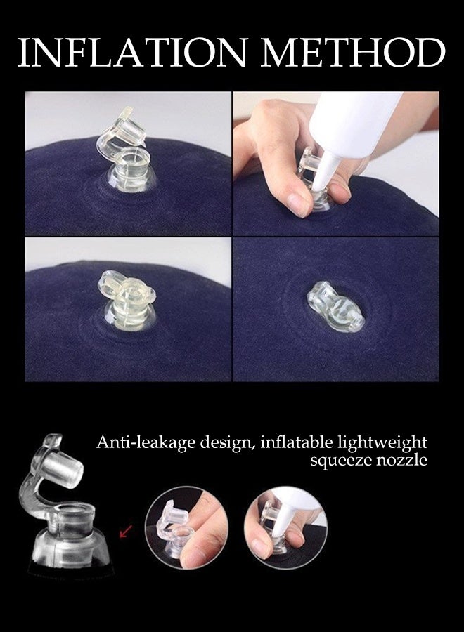 وسادة قابلة للنفخ، وسائد سفر لجانب النائم، وسادة قطنية محمولة، وسادة أسطوانية عنقية دائرية للتعانق أثناء النوم، مزودة بمضخة هواء يدوية، مناسبة للأسرة، الأرائك، السفر، التخييم، 22*86 سم - Image 4