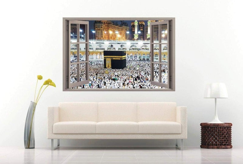 Deluxe wall sticker 3D simulation of window overlooking the Holy Kaaba of 100/65 cm - Image 2