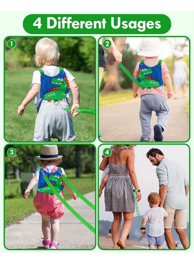 Lehoo Castle Toddler Leash For Boys, 4-In-1 Toddler Harness With Leash With Anti Lost Wrist Link For Kids, Baby Leash For Walking, Kids Leash Backpack (Dinosaur Blue)  - Image 2