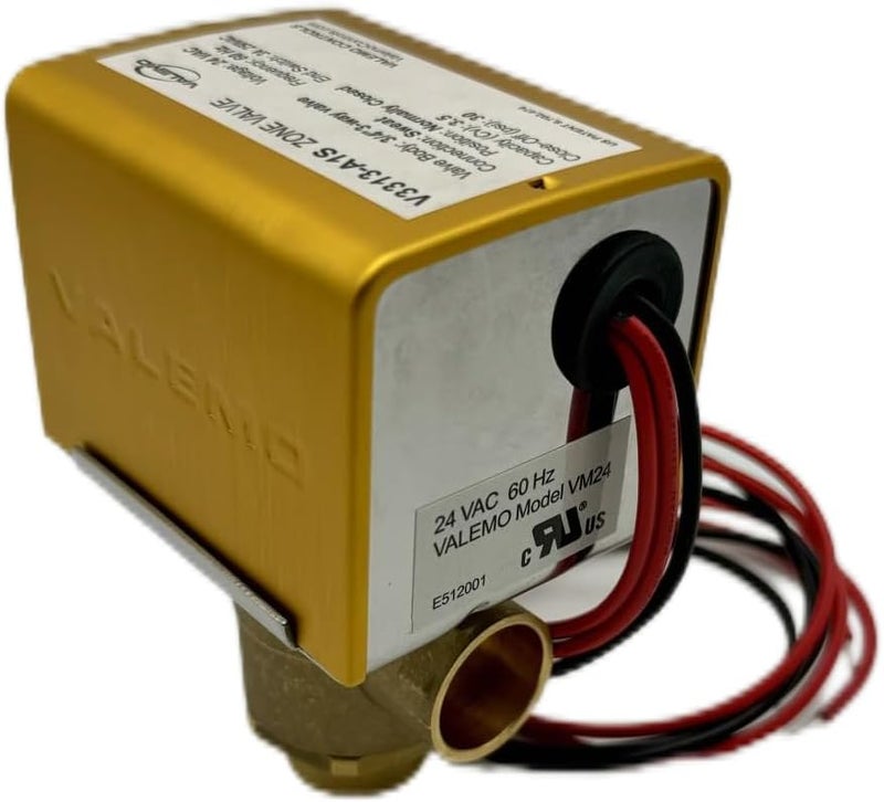 Valemo V3313-A1S Motorized Zone Valve, 3-Way, 3/4" Sweat, Normally Closed, 24 VAC with End Switch - Image 2