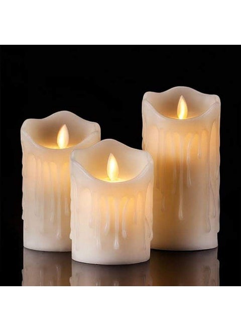 Infispace® Small Flame-Less LED Candle with 9 Battery (6 x 7 x 9 cm)- (Set of 3)