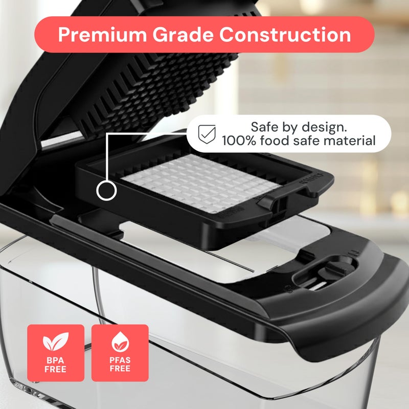Fullstar All in One Vegetable Chopper and Mandoline Slicer - Food Chopper with Container and Julienne Slicer, Fruit Slicer, Veggie Cutter, Kitchen Gadgets & Gift for Mom (8 in 1, Black) - Image 5
