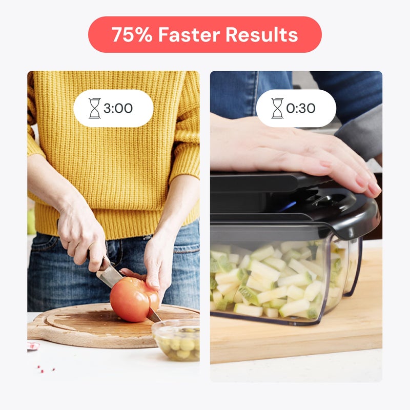 Fullstar All in One Vegetable Chopper and Mandoline Slicer - Food Chopper with Container and Julienne Slicer, Fruit Slicer, Veggie Cutter, Kitchen Gadgets & Gift for Mom (8 in 1, Black) - Image 3
