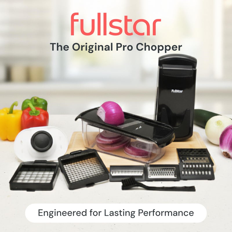 Fullstar All in One Vegetable Chopper and Mandoline Slicer - Food Chopper with Container and Julienne Slicer, Fruit Slicer, Veggie Cutter, Kitchen Gadgets & Gift for Mom (8 in 1, Black) - Image 2