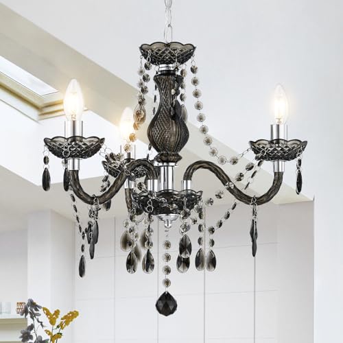 Luvkczc Black Chandelier Small Crystal Chandeliers Lighting Mini Acrylic Chandelier 3 Light Modern Pendant Light Fixtures for Restaurant, Bar, Dining Room, Bathroom - Image 1