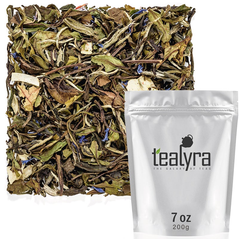 Tealyra - White Coconut Cream - Premium White Tea with Coconut Chips Blend - Loose Leaf Tea - High in Antioxidants - Caffeine Level Low - All Natural Ingredients - 200g (7-ounce) - Image 1
