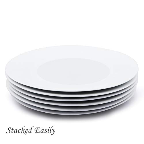 EasyDancing 6pcs Salad Dessert Plate 7.5inch White Porcelain Dinner with Round Flat Design Good for the Gift - Image 2