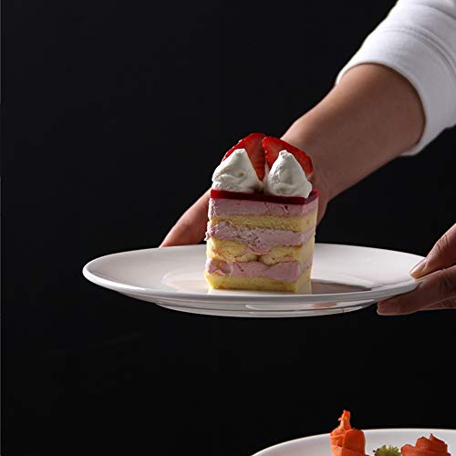 EasyDancing 6pcs Salad Dessert Plate 7.5inch White Porcelain Dinner with Round Flat Design Good for the Gift - Image 5