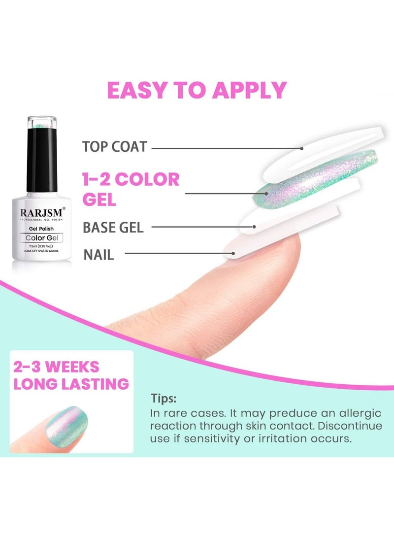 رارچسم طلاء أظافر جل لامع بلون لؤلؤي بنفسجي طلاء أظافر جل لامع بلون صدفي جل أظافر لامع شفاف لامع يحتاج إلى معالجة بمصباح أظافر LED بالأشعة فوق البنفسجية قطعة واحدة، 7.5 مل مانيكير DZ05 - Image 2