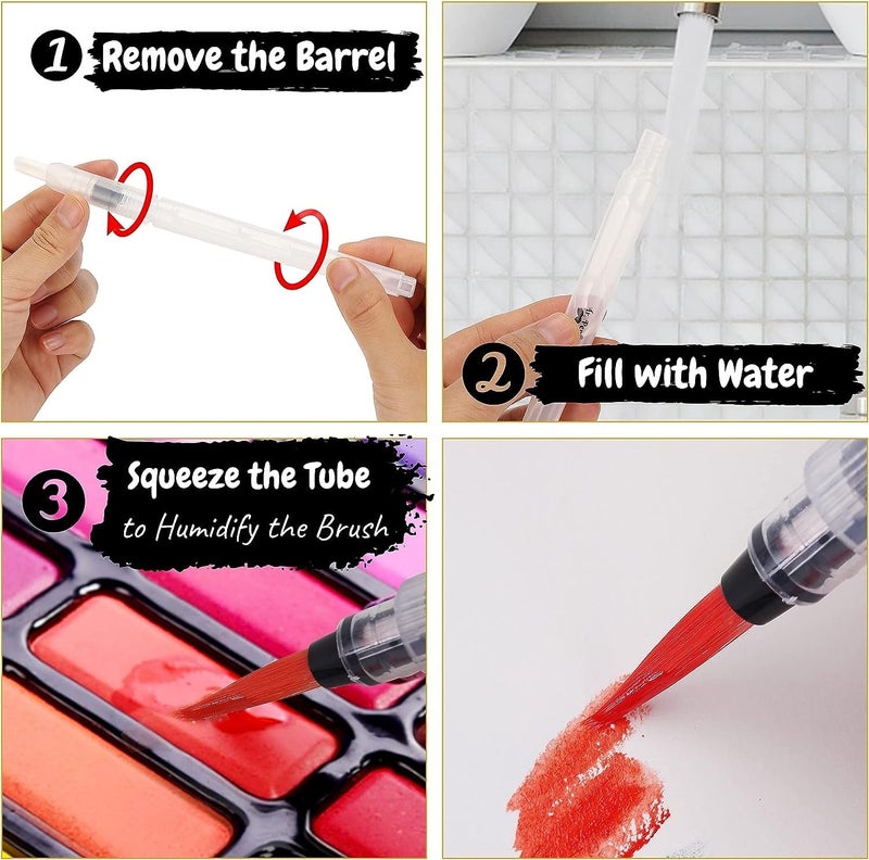 deziine ?30Pcs Water Coloring Brush Pens Portable Brush Pencil Soft Watercolor Brush Pen For Beginner Painting Drawing Art Supplies Pointed Head, Ink black - Image 4