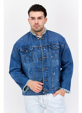 Wrangler Men Mock Neck Solid Long Sleeves Jacket Shirt, Blue  - Image 1