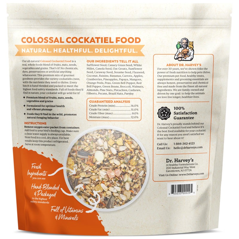 Dr. Harvey's Colossal Cockatiel Blend, All Natural Daily Food for Cockatiels (4 pounds) - Image 5