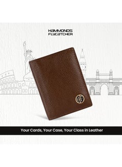 HAMMONDS FLYCATCHER HAMMONDS FLYCATCHER Genuine Leather Card Holder for Men, Credit Card Holder, Slim Bi-Fold RFID Protected Credit Card Wallet for Men with 6 Card Slots, Metal Snap Button - Brushwood  - Image 2