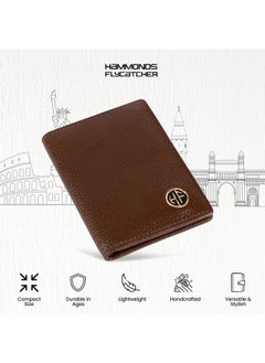 HAMMONDS FLYCATCHER HAMMONDS FLYCATCHER Genuine Leather Card Holder for Men, Credit Card Holder, Slim Bi-Fold RFID Protected Credit Card Wallet for Men with 6 Card Slots, Metal Snap Button - Brushwood  - Image 3