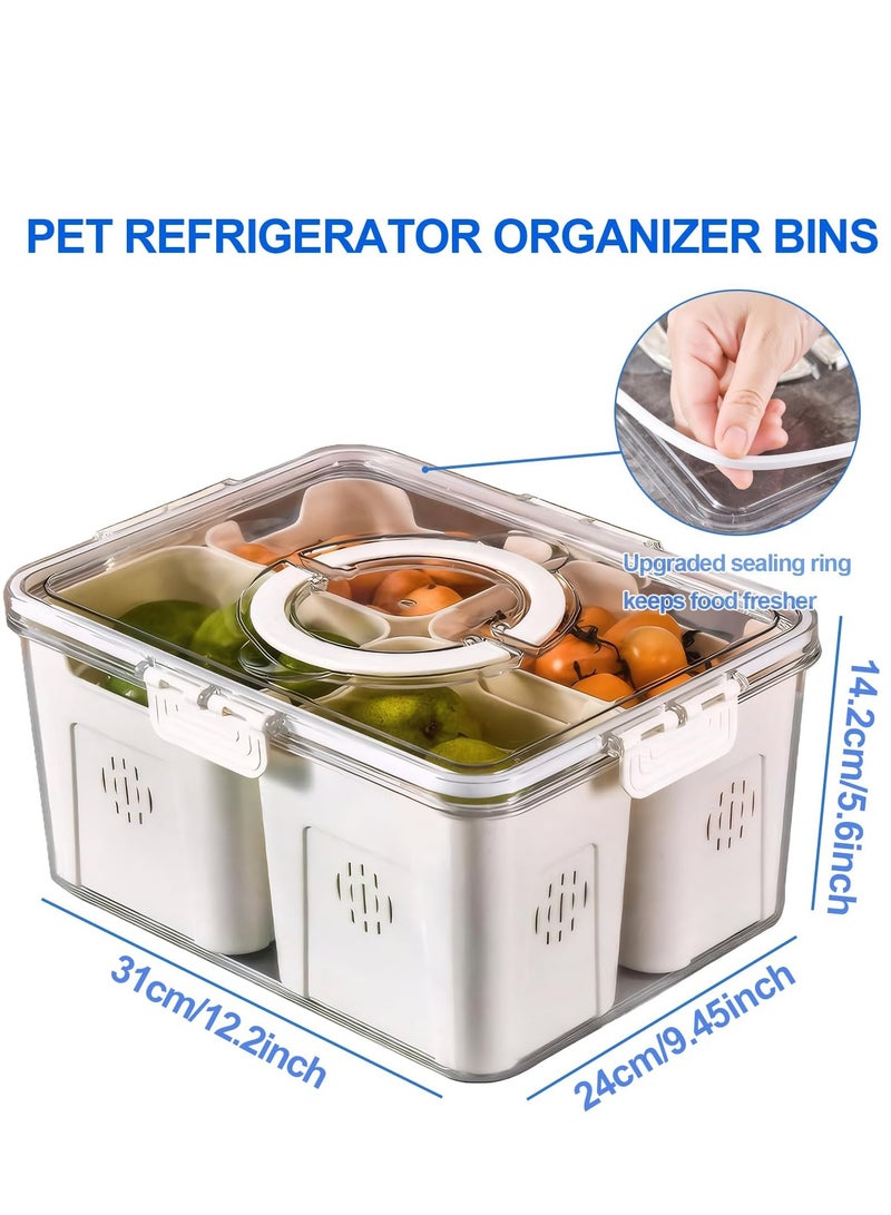 TRASSLE Fruit Storage Containers for Fridge with Lids, Handle and Removable Colanders, Portable Refrigerator Fruit Organizer Bins, BPA-Free Fresh Produce Saver & Food Box  - Image 2