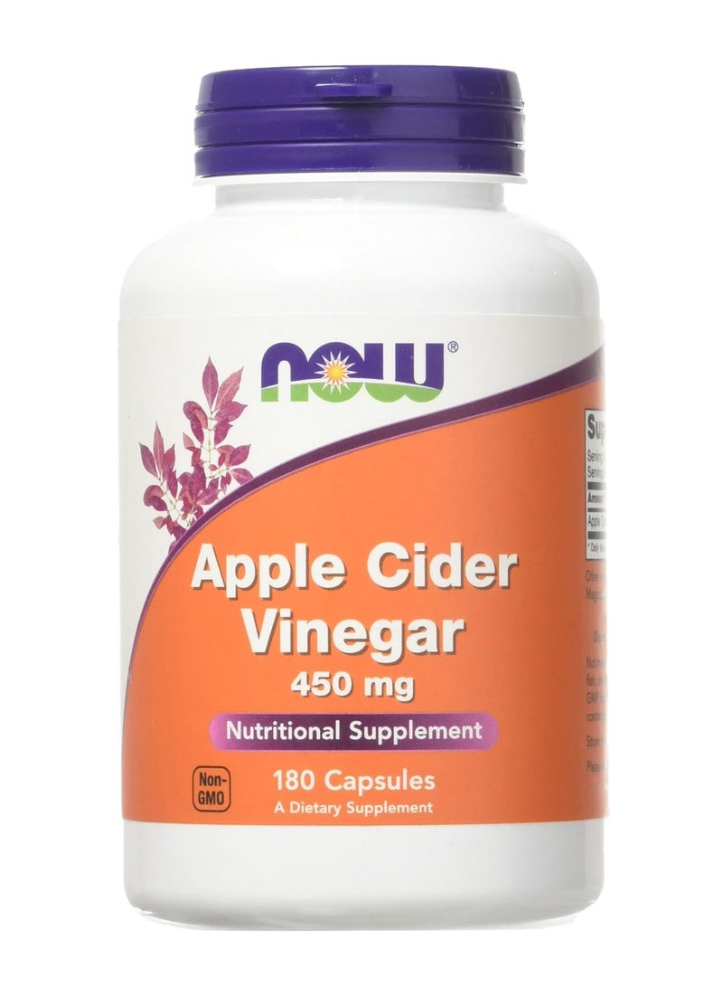 now Apple Cider Vinegar 450 mg 180 Veg Cap - Image 1