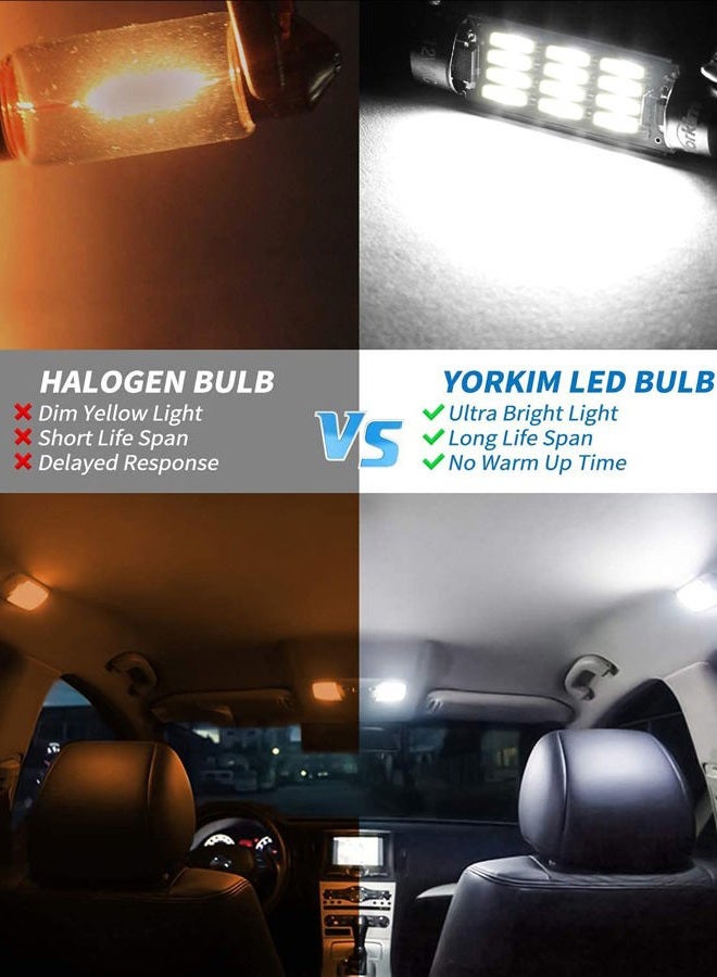 Yorkim 6418 LED Bulb, 36mm LED Bulb 6500K White Super Bright Interior Lights 12-SMD 4014 Chipsets, C5W LED Bulb, Festoon LED 36mm 37mm 38mm LED, DE3021 Bulb C5W LED Bulb White, Pack of 2 - Image 3