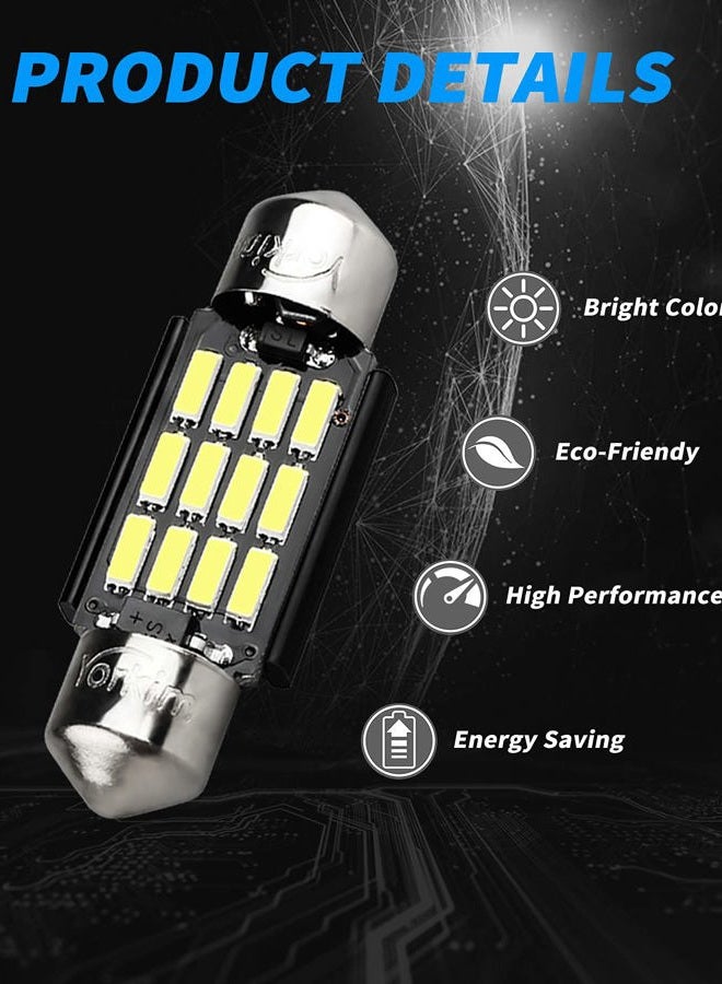 Yorkim 6418 LED Bulb, 36mm LED Bulb 6500K White Super Bright Interior Lights 12-SMD 4014 Chipsets, C5W LED Bulb, Festoon LED 36mm 37mm 38mm LED, DE3021 Bulb C5W LED Bulb White, Pack of 2 - Image 2