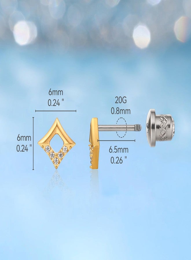 limerencia 20G Hypoallergenic Titanium Screw Back Earrings G23 Implant Grade F136 Piercing Post for Sensitive Ears Tragus Helix Cartilage - Image 5