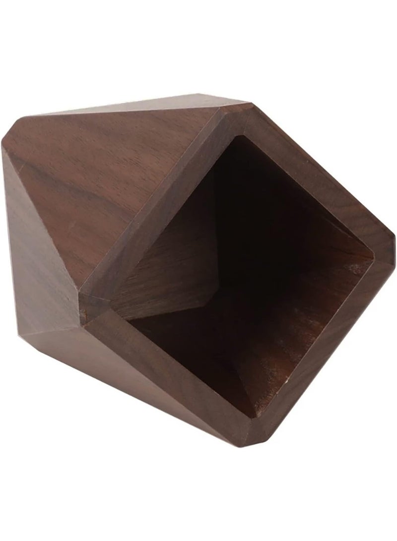 Black Walnut Wooden Pencil Box, Prism-Shaped Multifunctional Desk Organizer, Stationery Storage Box And Wooden Pen Holder For Office, School And Writing Supplies - Image 4