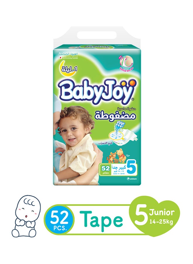 BabyJoy Compressed Diamond Pad Junior Diapers, Mega Pack, (14-25 Kg) 52 Count