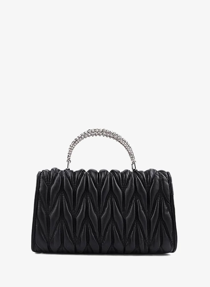 Cuple Black Cuple Textured Zip Shoulder Bag for Women | Best Price UAE