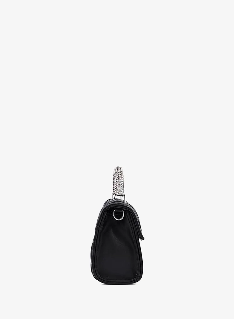 Cuple Black Cuple Textured Zip Shoulder Bag for Women | Best Price UAE