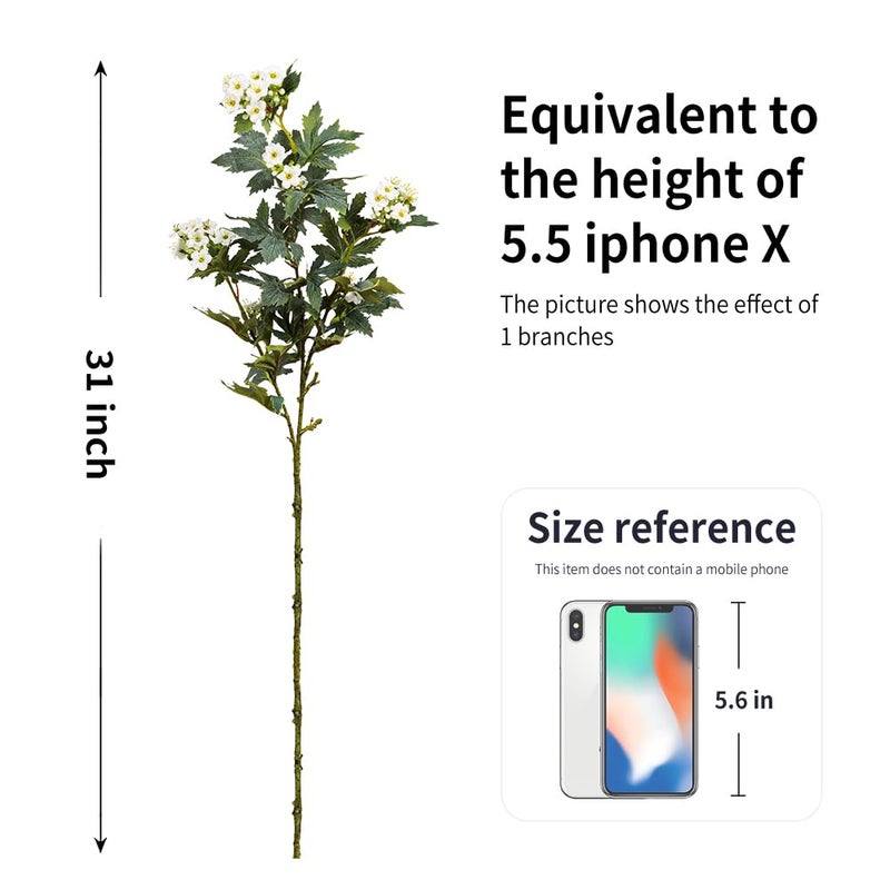 Srifoliage Artificial Plants,3Pcs 31inch Green Faux Stems for Vase,Fake Flowers Faux Branches Artificial Plants & Flowers for Home Decor (3, Kalanchoe) - Image 4