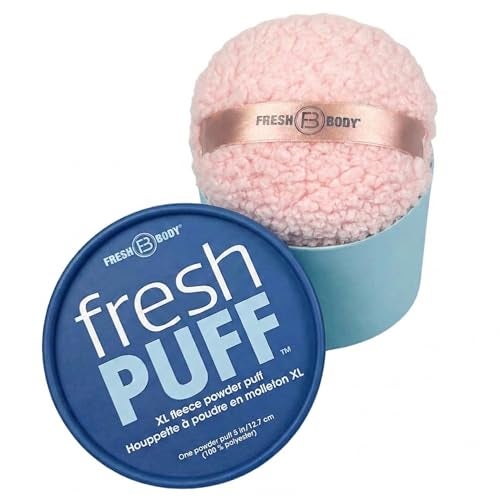 Fresh Body FB Fresh Puff XL Powder Puff for Body Powder Applicator 5 x 3 with Storage Box Powder Sold Separately - Image 1