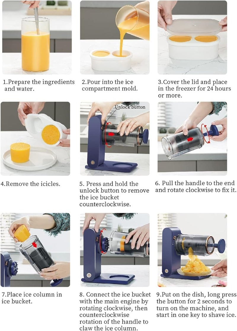 GION GION Ice Shaver Ice Shaved Machine with Ice Dish Portable Ice Crusher Slushie Machine Snow Cone Machine for Ice Cream Snowcone Cocktail Maker for Home  - Image 3