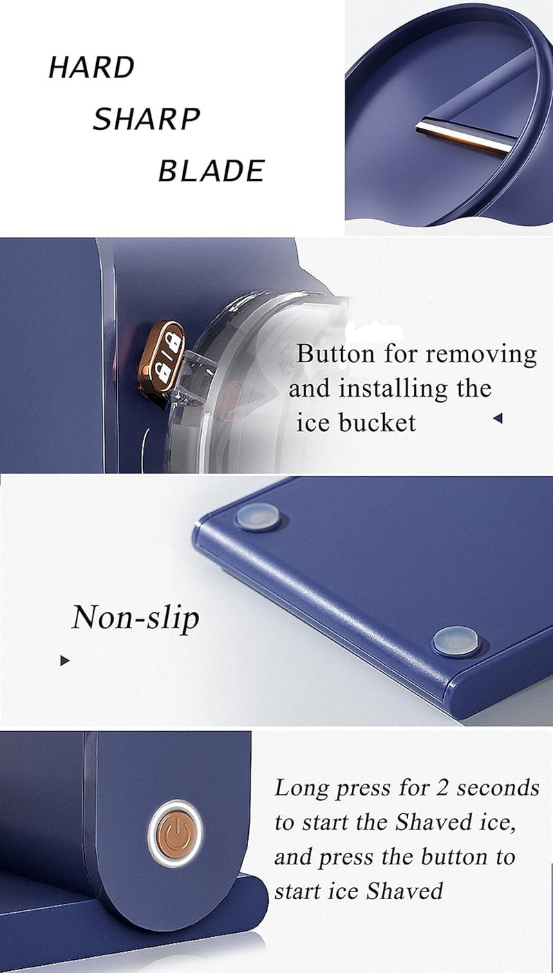 GION GION Ice Shaver Ice Shaved Machine with Ice Dish Portable Ice Crusher Slushie Machine Snow Cone Machine for Ice Cream Snowcone Cocktail Maker for Home  - Image 2