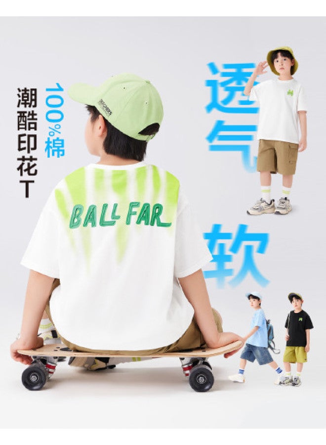 Zuoxi Boys' Cotton T-shirt Short Sleeve Summer Kids Vest Breathable Thin Sports Top For Big Boys - Image 1
