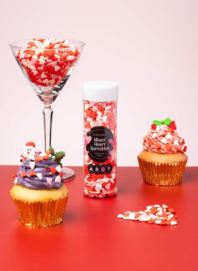 Sweet Spell Red Pink White Heart Sprinkles - Edible Candy Valentine's Day Cake Decorating Sprinkles, 3.5oz Heart-Shaped Confetti for Cupcakes, Cookies & Desserts - Image 2