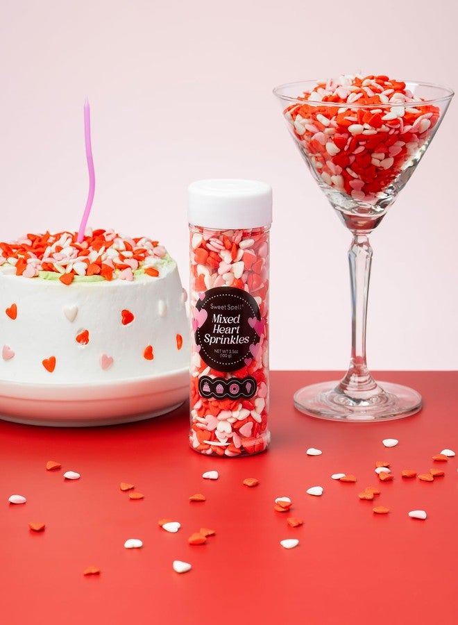 Sweet Spell Red Pink White Heart Sprinkles - Edible Candy Valentine's Day Cake Decorating Sprinkles, 3.5oz Heart-Shaped Confetti for Cupcakes, Cookies & Desserts - Image 4