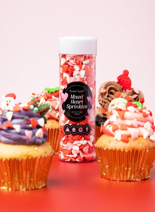 Sweet Spell Red Pink White Heart Sprinkles - Edible Candy Valentine's Day Cake Decorating Sprinkles, 3.5oz Heart-Shaped Confetti for Cupcakes, Cookies & Desserts - Image 5
