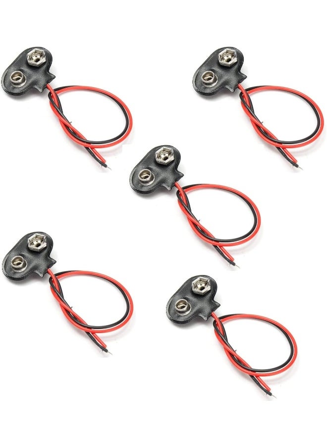 melfi Melfi 9V Battery Connector Clip with Lead Cord and Wires Holder â€“ Secure Power Transfer for Electronics for a wide range of electronic projects, experiments, and DIY applications (5 PCS)  - Image 1