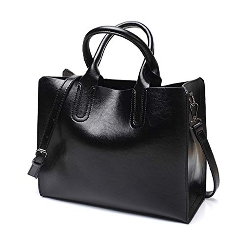 Pahajim Women Handbag and Purses PU Leather Top Handle Tote Bags Designer Satchel Bags for Women (black) - Image 1