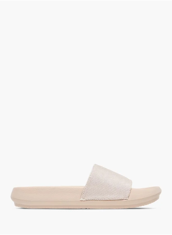 سيليست Womens Textured Slide Slippers With Slip-On Closure