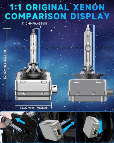 SENROBO Fit for Mercedes Benz 2008-2012 C350 C250 C300 C63 AMG E350 E550 E63 ML350 ML550 GL550 D1S HID Xenon Headlight Bulbs, High Low Beam Light Bulb, 8000K White Blue, Plug and Play, Pack of 2 - Image 5