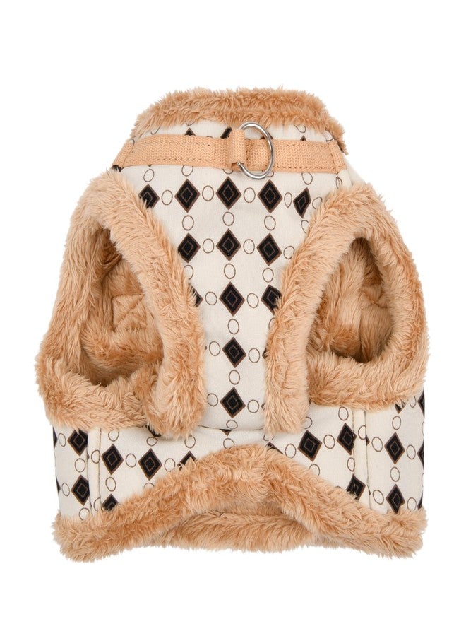 Puppia Jace Vest Dog Harness Step-in Warm Winter Diamond Pattern for Small and Medium Dog, Beige, Medium - Image 3