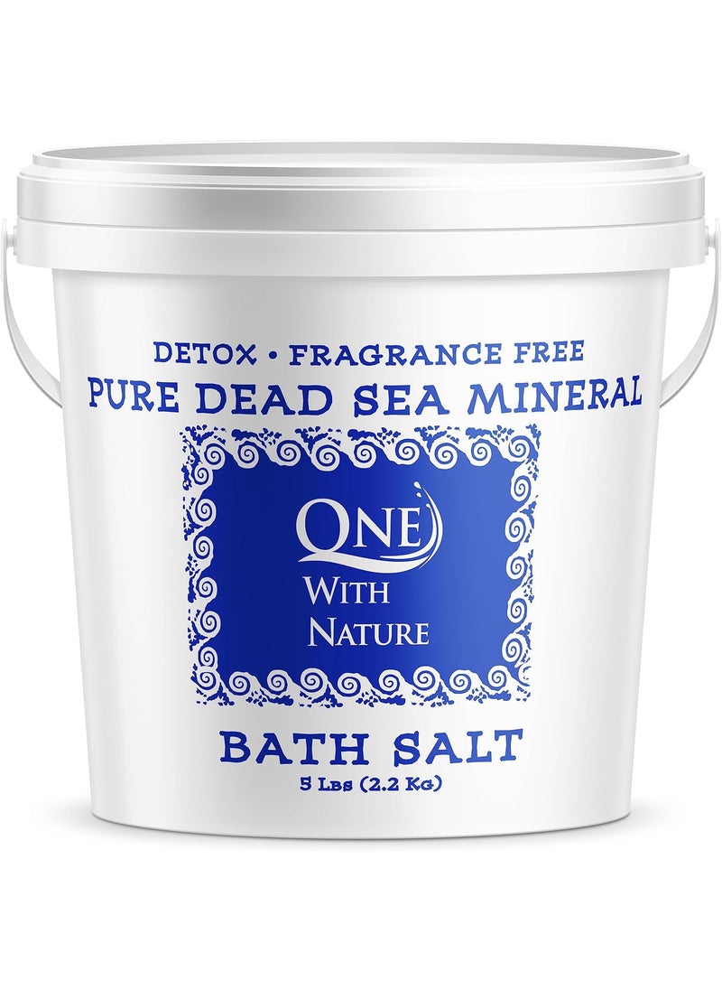 ONE WITH NATURE One With Nature 100 Pure Dead Sea Salt 5Lb  Fine Bath Salts for Soaking Body Exfoliator Acne Treatment 21 Essential Minerals FragranceFree for Men Women Children Helps Skin Conditions 