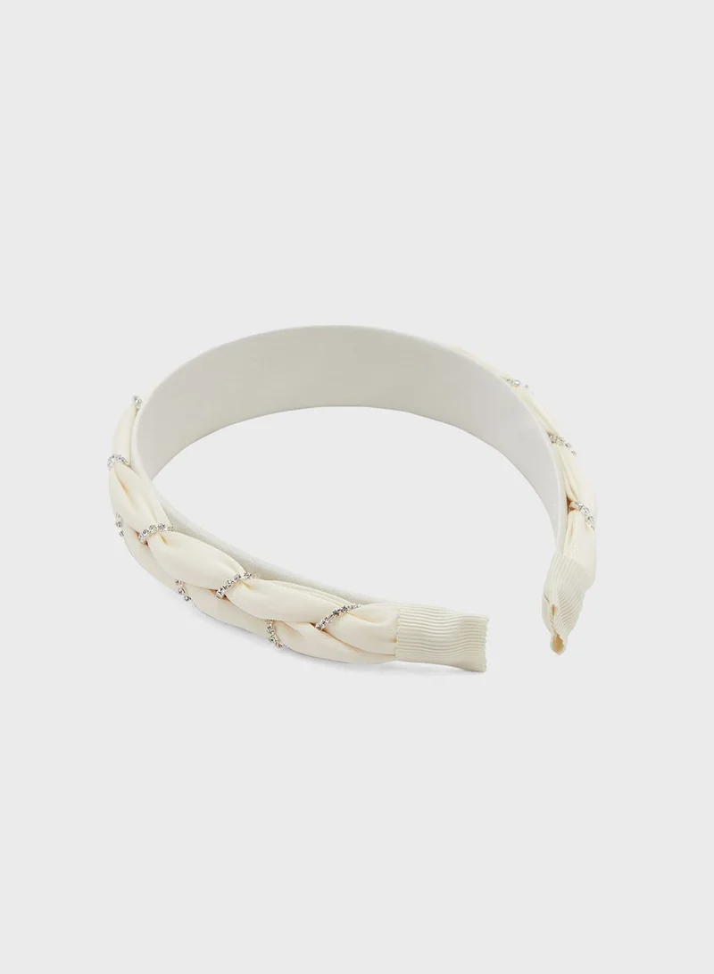 ELLA Woven Diamante Detail Headband