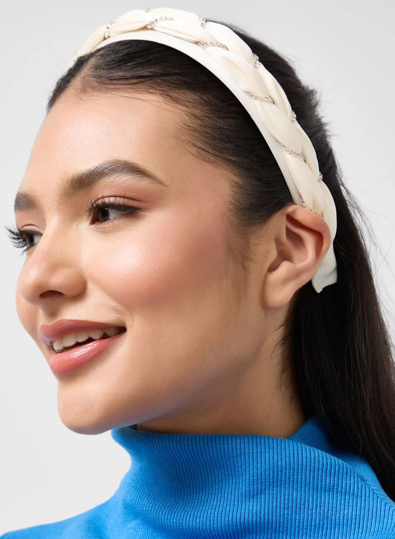 ELLA Woven Diamante Detail Headband