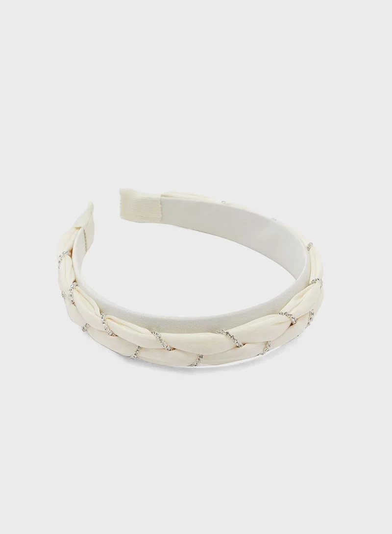 ELLA Woven Diamante Detail Headband