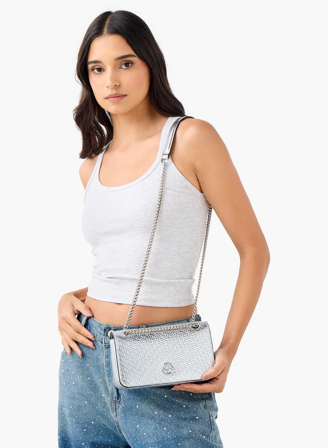 سيليست Embossed Crossbody Bag with Chain Strap